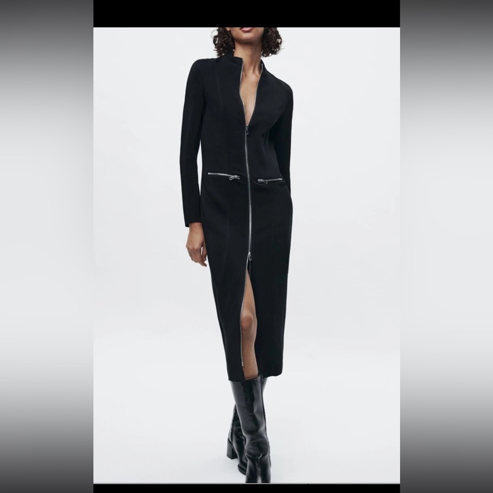 Zara Black Long Sleeve Dress